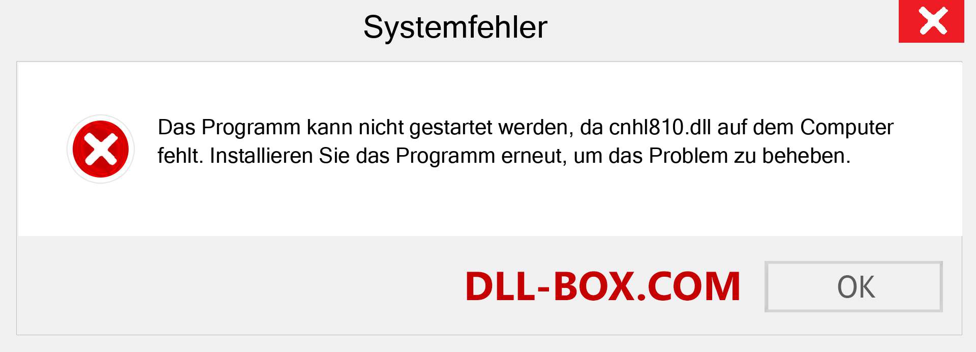 cnhl810.dll-Datei fehlt?. Download für Windows 7, 8, 10 - Fix cnhl810 dll Missing Error unter Windows, Fotos, Bildern